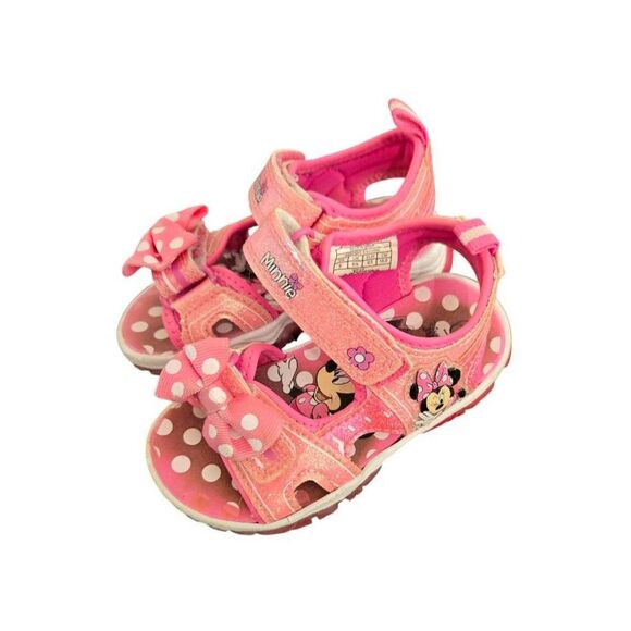 Disney Minnie Mouse Light Up Sandals Little Girls Size 6 Pink Adjustable - Picture 4 of 6